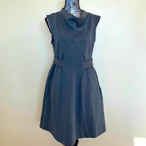 Marc By Marc Jacobs Dresses & Skirts - MARC by Marc Jacobs gray Ponte knit a-line dress with cowl neck and button belt